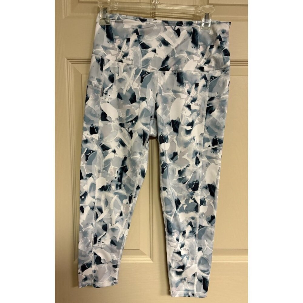 GAIAM Women's Size Medium Cropped Capri Tie Dye Gray Blue White 21” Inseam